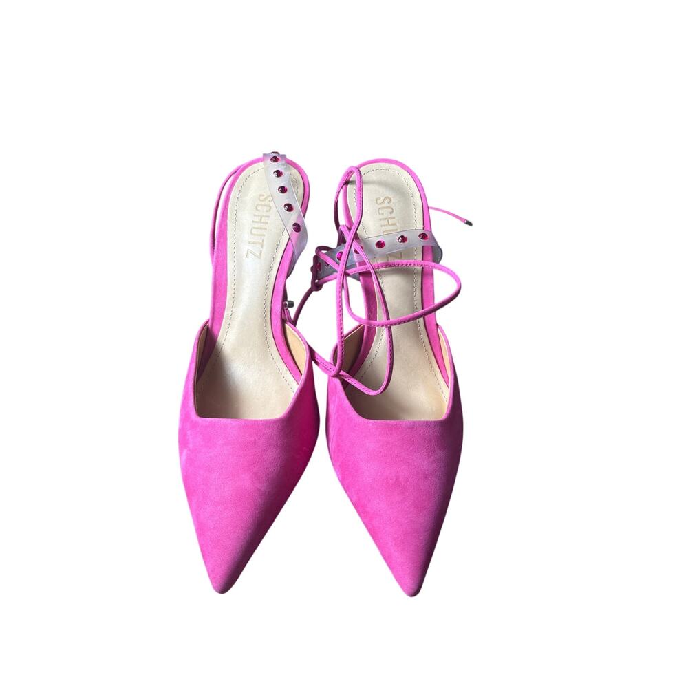 NWOB Schutz Multi Material Nobuck Vibrant Pink Sz 7